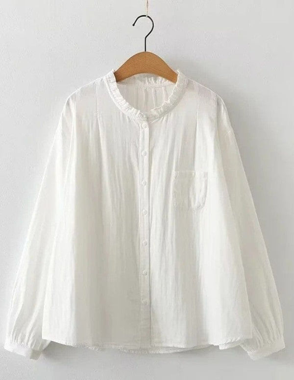 Classic White Button-Up Plain Top