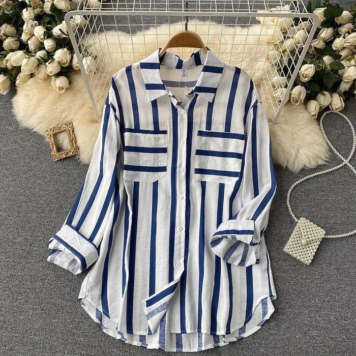 Women Striped Shirt With Pocket