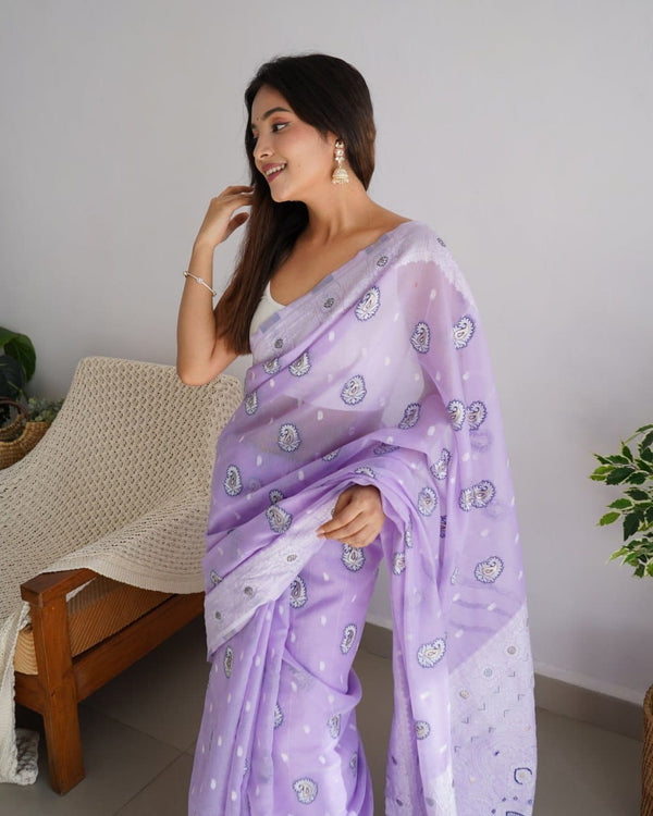 Periwinkle Cotton Silk Saree