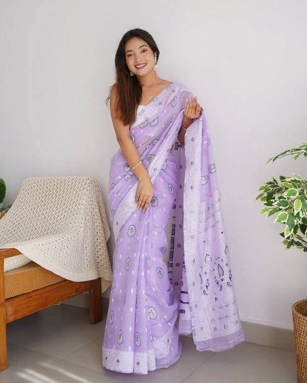 Periwinkle Cotton Silk Saree